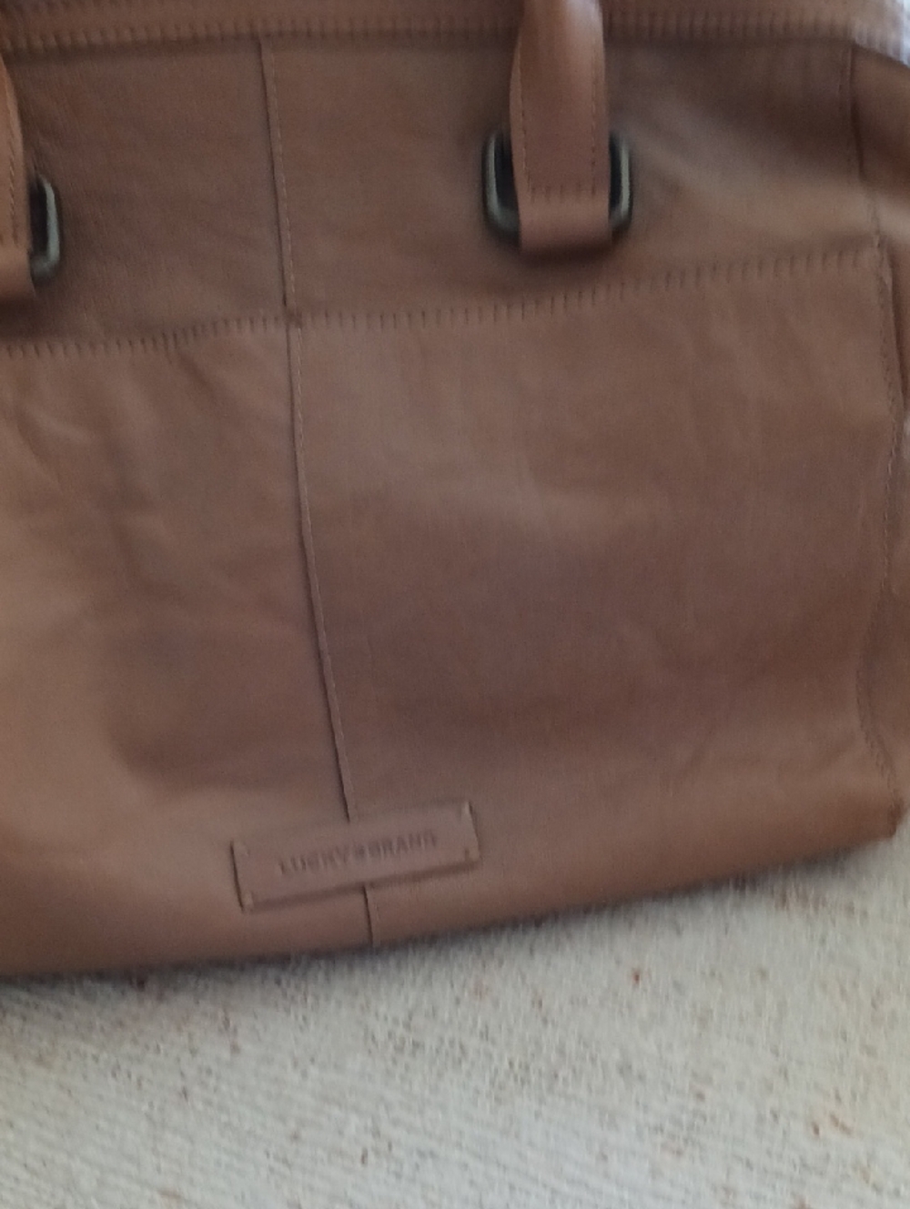 Lucky Brand Cognac Leather Patchwork Tote